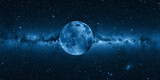 Fototapeta Kawa jest smaczna - Full  Moon in the space, Milky way galaxy in the background 