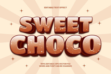 Wall Mural - Sweet Choco Text Effect Editable 3D Cartoon Style