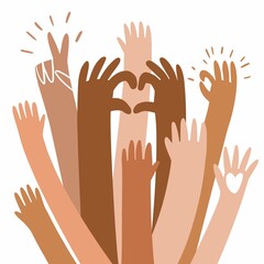 Wall Mural - Illustration of human hands raised up	