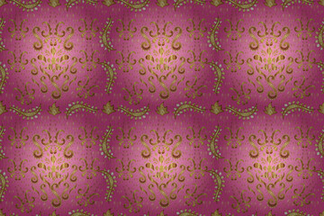 Seamless pattern with interesting doodles on colorfil background. Pano. Raster illustration.