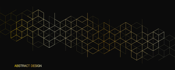 Wall Mural - the graphic design element and abstract geometric background with isometric golden vector blocks
