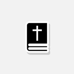 Canvas Print - Holy bible book with cross sticker icon sign for mobile concept and web design