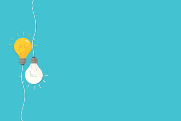 simple lightbulbs vector on blue for background, texture, wallpaper, banner. with text space. vector design. background template