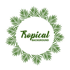 Canvas Print - Green summer tropical background with exotic palm leaves and plants. Vector floral background.