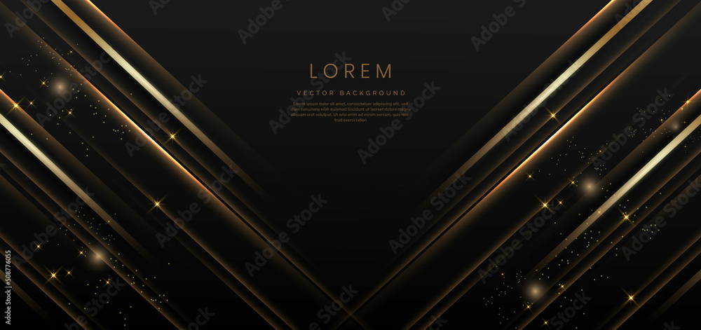 Abstract elegant gold lines diagonal on black background. Luxury style ...