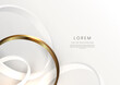 Abstract 3d gold and grey curved circle on white background with lighting effect. Luxury design style.