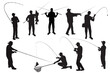 Fishing vector silhouette. Spinning fisherman illustration