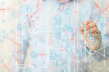neural network 3d illustration. big data and cybersecurity