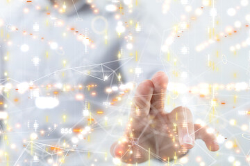 Neural network 3D illustration. Big data and cybersecurity