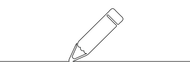 Canvas Print - continuous line drawing of pencil icon. pencil linear icon. one line drawing background. vector illu
