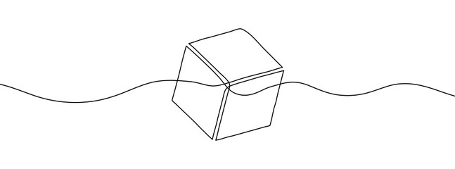 Continuous line drawing of cube icon. Cube linear icon. One line drawing background. Vector illustration. Cube continuous line icon