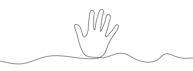 Wall Mural - Continuous line drawing of hand. Hand linear icon. One line drawing background. Vector illustration. Hand continuous line icon