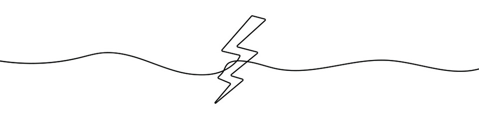 Wall Mural - continuous line drawing of lightning. lightning line icon. one line drawing background. vector illus