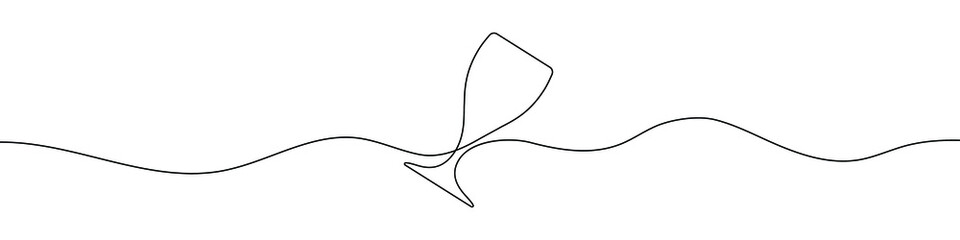 Canvas Print - continuous line drawing of wine glass. wine glass linear icon. one line drawing background. vector i