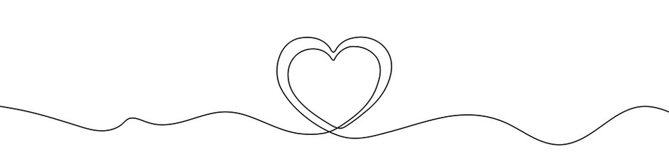 Wall Mural - continuous line drawing of heart. heart one line icon. one line drawing background. vector illustrat