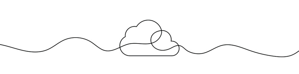 Wall Mural - continuous line drawing of cloud. cloud linear icon. one line drawing background. vector illustratio