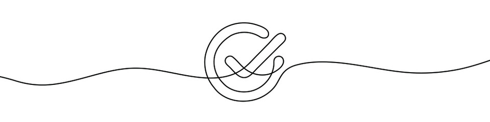 Wall Mural - continuous line drawing of check mark. tick one line icon. one line drawing background. vector illus