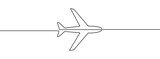 Fototapeta  - Continuous line drawing of airplane icon. Aircraft linear icon. One line drawing background. Vector illustration. Airplane continuous line icon
