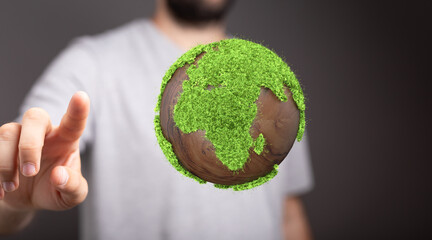 green 3d planet concept, recycle sign