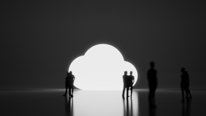 Canvas Print - 3d rendering people in front of symbol of sky on background