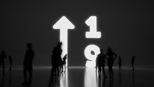 3d Rendering People In Front Of Symbol Of Sort Numeric Up On Background