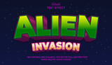 Fototapeta Młodzieżowe - Alien Invasion Editable Text Effect 3D Style