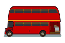 Red Old London Bus Symbols Of London England Drawing In Cartoon Vector