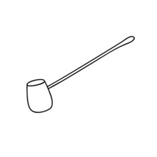 Japanese Tea Ladle Simple Outline Hand Drawn Vector Illustration, Traditional Bamboo Kitchen Accessory For Tea Ceremony, Eco-friendly Zen Concept