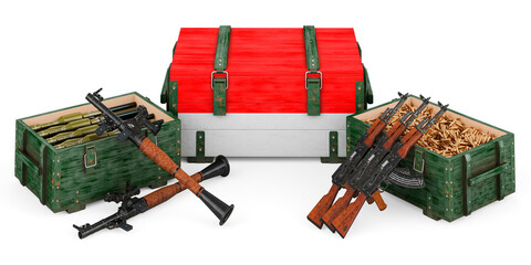 Weapons, military supplies in Indonesia, Monaco, Principality of Monaco, concept. 3D rendering