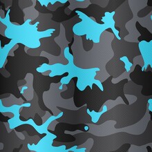 
Trendy Black Camouflage Pattern With Blue Spots Vector Background For Textile, Paper.