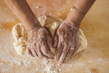 Woman Kneads Flour And Potatoes To Make Dumplings - Homemade Food Production
