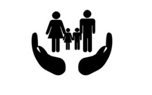 Hand And Family Icon On A White Background, Symbol Of Family Preservation,illustration