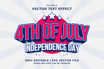 Canvas Print - Editable text effect 4th July Independence Day Cartoon style premium vector