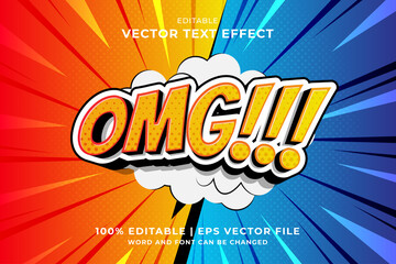 Sticker - Editable text effect Omg 3d Cartoon Comic style premium vector
