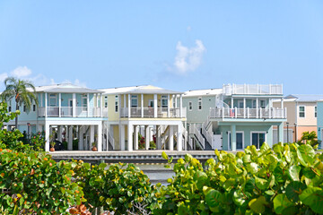 Wall Mural - Vacation home rentals on stilts along the St Lucie river coastline near Jensen Beach in Florida