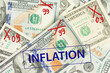 Financial crisis and inflation growth concept with background of us dollars