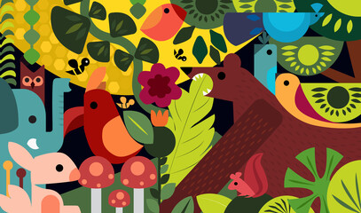 jungle simple shapes kids wallpaper