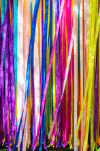 A Maze Of Colorful Ribbons. Background Of Colored Stripes. Tape Show