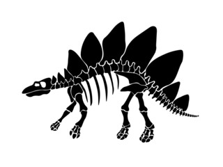 Canvas Print - Vector illustration with dinosaur skeleton isolated on a white background.