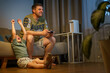 © alenaphoto - cheerful father and son playing video game at home