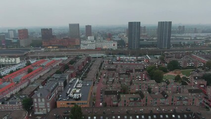 Wall Mural - Aerial Cityscape of The Hague, Netherlands on a cloudy day