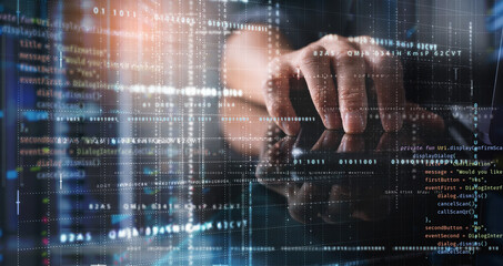 digital technology, big data storage, digital software development, cyber security concept. software