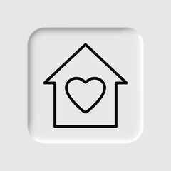 Wall Mural - Heart, house vector simple icon. Flat design. Neumorphism design.ai
