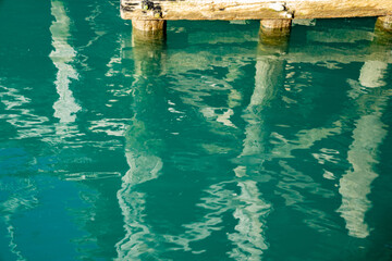 Wall Mural - Structure patterns and reflections under historic Jackson Bay pier