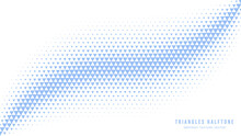 Triangles Halftone Geometric Pattern Vector Smooth Curved Border White Blue Abstract Background. Checkered Faded Particles Bent Line Subtle Texture. Half Tone Art Graphic Minimal Pure Light Wallpaper