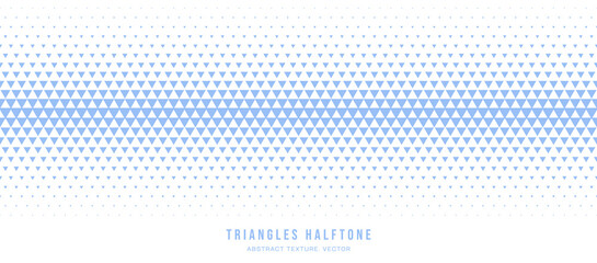 Canvas Print - Triangles Halftone Geometric Continuous Pattern Vector Straight Line Border Pale Blue Abstract Background. Checkered Faded Particles Subtle Seamless Texture. Half Tone Art Graphic Minimalist Wallpaper