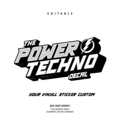 Techno vinyl decal sticker custom text effect editable premium vector