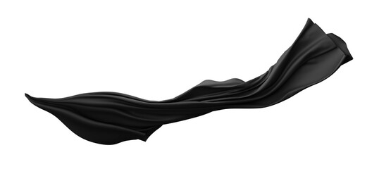 Wall Mural - Black fabric flying in the wind isolated on white background 3D render
