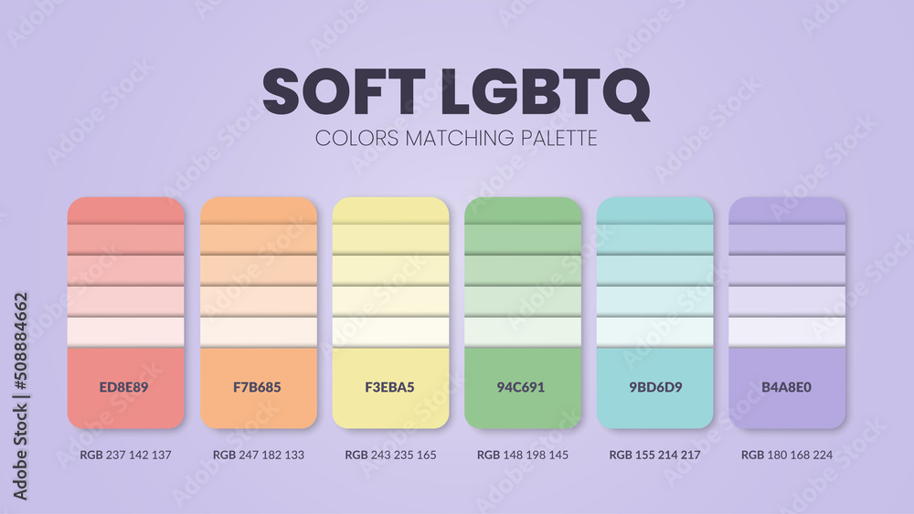 Image vectorielle Stock LGBTQ pride color palettes or color schemes are ...