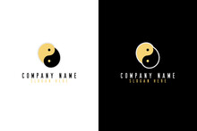 Creative Logo Combines The Concept Of Ancient Chinese Philosophy "Yin And Yang" With Out-of-the-box Thinking. Contemporary And Simple With A Minimalist Look. Vector, Illustration.